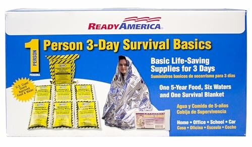 Ready America 3-Day Survival Basics kit for one person.
