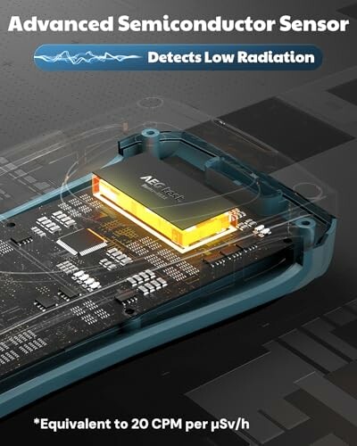 Advanced semiconductor sensor detecting low radiation on a circuit board.