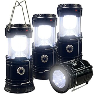 Set of collapsible LED lanterns with bright light.