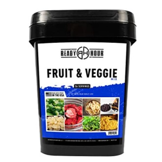Ready Hour fruit and veggie mix container with 56 servings.