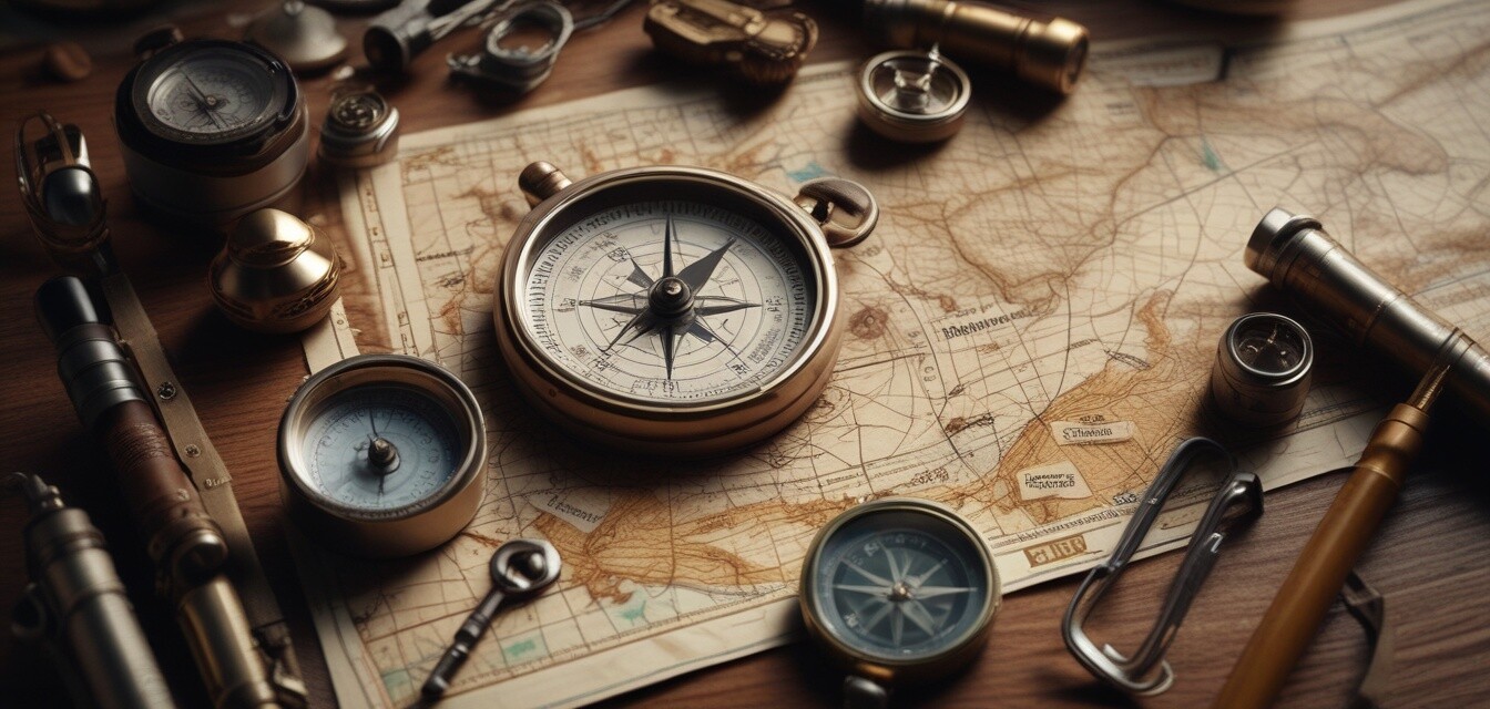 Navigational tools displayed on a table