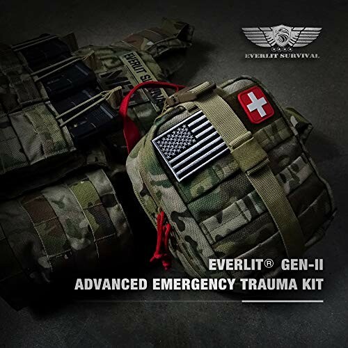 Camouflage emergency trauma kit with patches