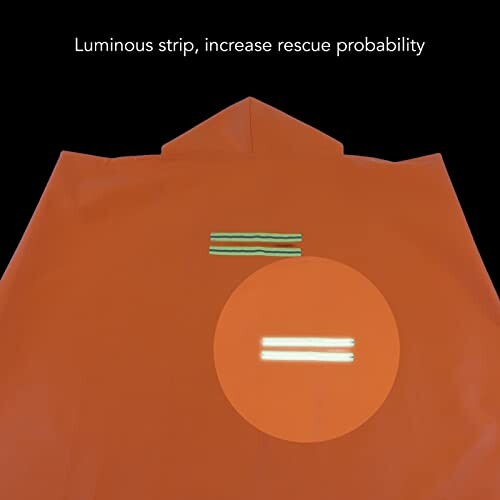 Orange safety garment with luminous strip for increased visibility.
