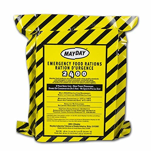 Mayday emergency food rations pack with 2400 calorie label.