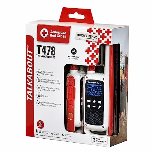 Motorola Talkabout T478 two-way radios in packaging.