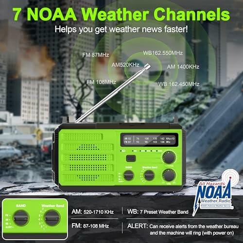 Emergency Radio with Solar & Hand Crank Power