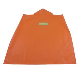 Orange cape with green and yellow stripes