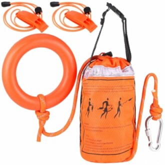 Water Rescue Throw Bag with Rope and 2 Emergency Whistles
