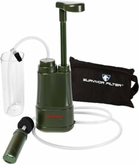 Portable water filter pump with accessories