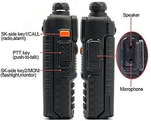 Two-way radio showing side buttons and speaker.