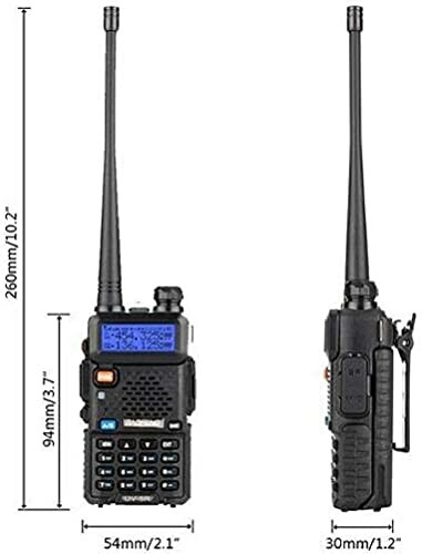 Dimensions of a two-way radio with antenna.