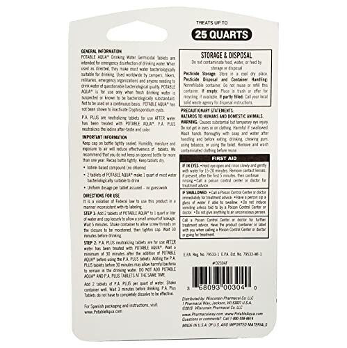 Potable Aqua Water Purification Tablets