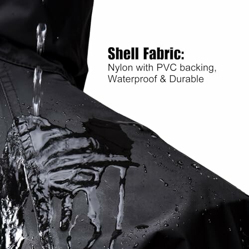 Close-up of waterproof fabric with water droplets.