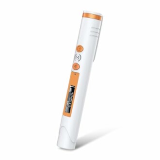 Wireless presentation remote with orange buttons
